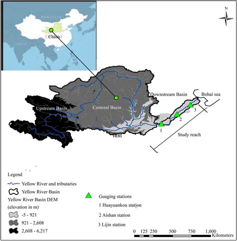 Yellow River basin and river network | Download Scientific Diagram