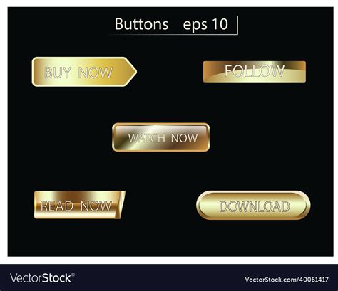 Gold Icon Golden Web Buttons Set Royalty Free Vector Image