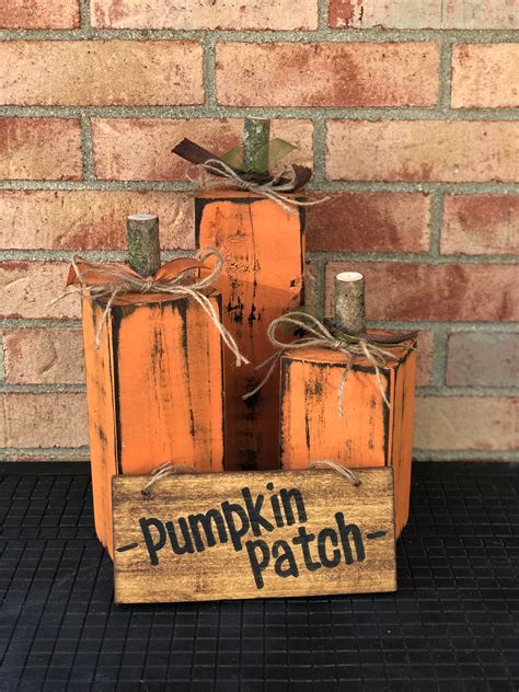 Wood Pumpkins Fall Porch Decor Set Of 3 4x4 Pumpkins Etsy