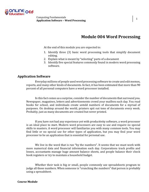 Week 5 Word Processing Computing Fundamentals Application Software