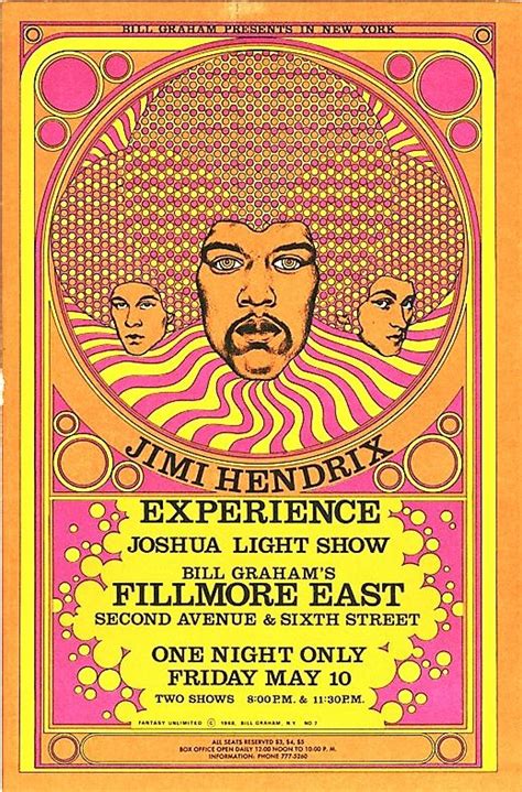 Jimi Hendrix At The Fillmore East May 10 1968 Concert Poster Art Psychedelic Poster