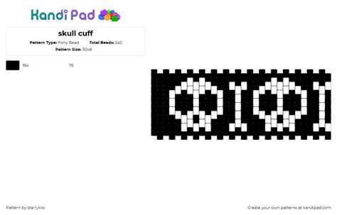 Skull Cuff Pony Bead Pattern Kandi Pad Kandi Patterns Fuse Bead