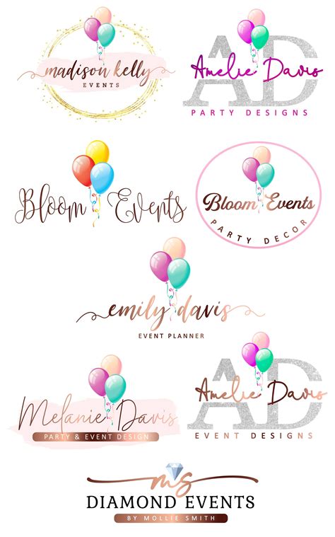 Balloon Logos Event Planner Logos Party Decoration Logo Wedding