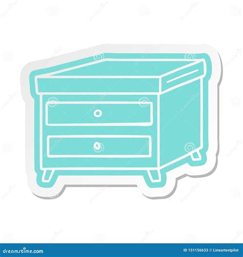 A Creative Cartoon Sticker Of A Bedside Table Stock Vector