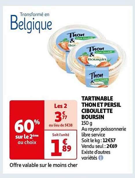 Promo Tartinable Thon Et Persil Ciboulette Boursin Chez Auchan Direct