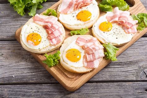 Sandwich with Eggs and Bacon Stock Photo - Image of eating, plate: 99163538