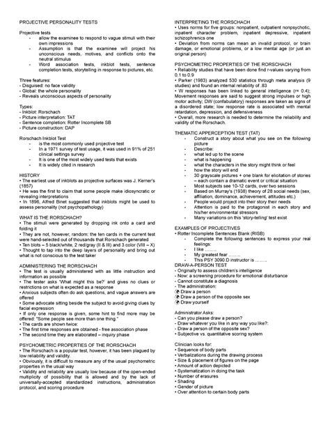 Projective Personality Tests PROJECTIVE PERSONALITY TESTS Projective