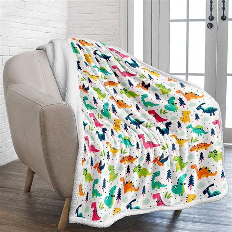 Wongs Bedding Dinosaur Sherpa Blanket D Jurassic Dinosaur Printed