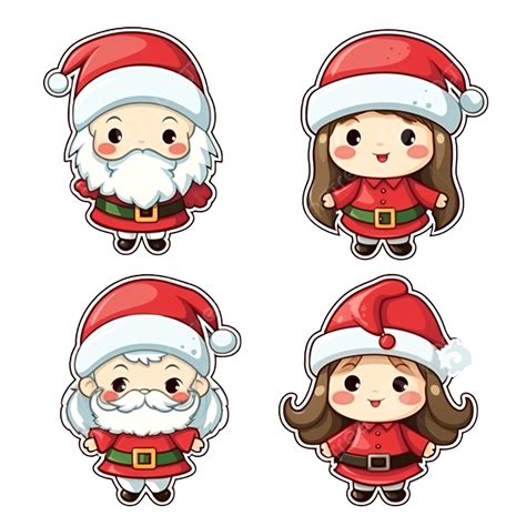 Conjunto De Pegatinas Con Lindos Personajes De Dibujos Animados Tema Navideño Png Dibujos