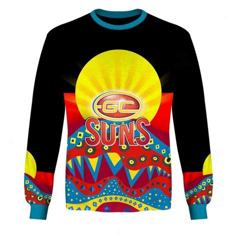 Afl Gold Coast Suns Dinky Di Lover Aboriginal Flag X Indigenous Sweatshirt