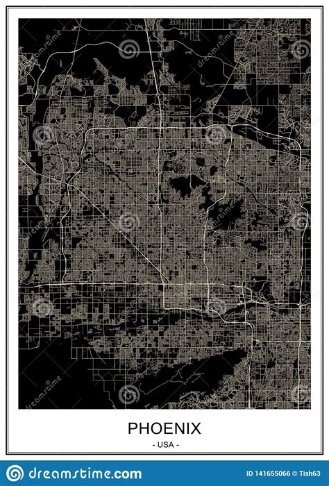 Mapa Da Cidade De Phoenix O Arizona Eua Ilustração Stock Ilustração