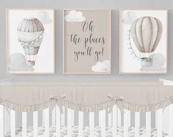 Hot Air Balloon Nursery Prints Oh The Places You Ll Go Etsy