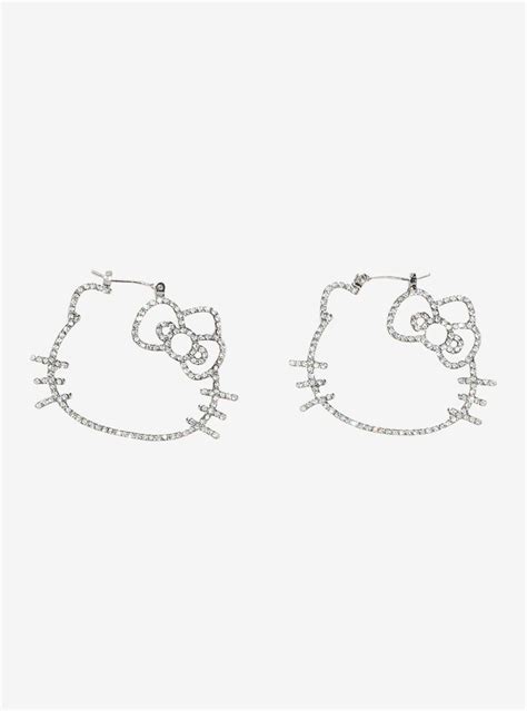 Hot Topic Hello Kitty Bling Outline Hoop Earrings Alexandria Mall