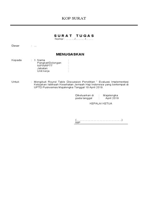 Contoh Surat Tugas Kop Surat Pdf