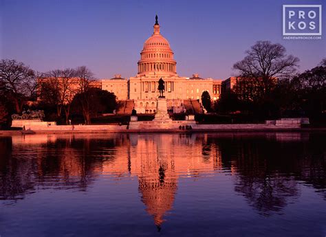 U S Capitol And Reflecting Pool At Sunset Fine Art Photo Print By