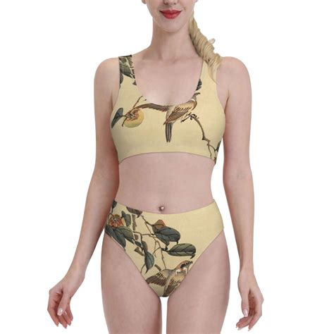 Lukts Women High Waisted Bikini Set Vintage Bird Swimsuit 2 Piece