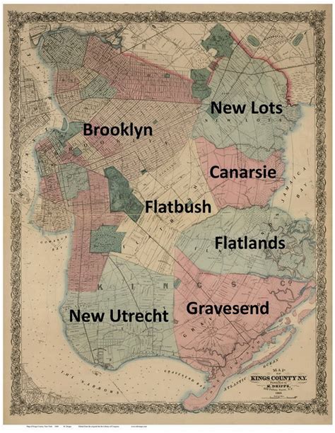 Kings County Brooklyn New York 1868 Old Wall Map Reprint Etsy