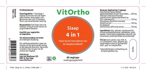 VitOrtho Voedingssupplementen Slaap 4 In 1