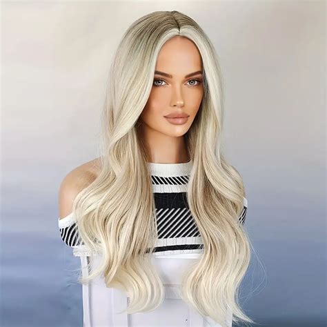 Blonde Ombre Wavy Synthetic Wig Women Long Brown Blonde Hair Temu