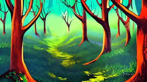 Fantasy Forest Illustration Graphic Novel Visual Novel Gouache Paint