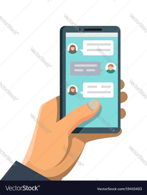 Hand With Smartphone And Chatting Bubble Speeches Vector Image