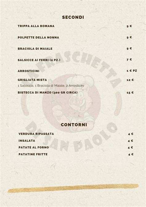 Carte Et Menus 2022 La Fraschetta Di San Paolo à Rome Thefork