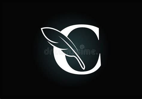 Initial C Monogram Alphabet With A Feather Font Emblem Law Firm Icon