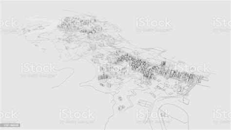 3d White City Model Outline 3d Illustration Stock Photo Download