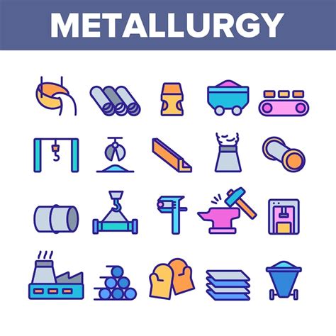 Premium Vector Metallurgy Elements Icons Set