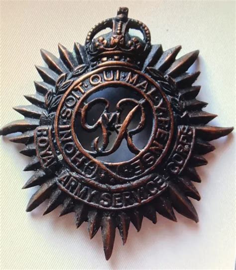 Original Ww Royal Army Service Corps Officers Metal Cap Badge Genuine