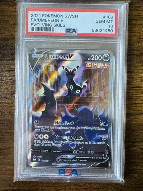 Umbreon V Alt Art Evolving Skies Pokemon Card Psa Gem Mint