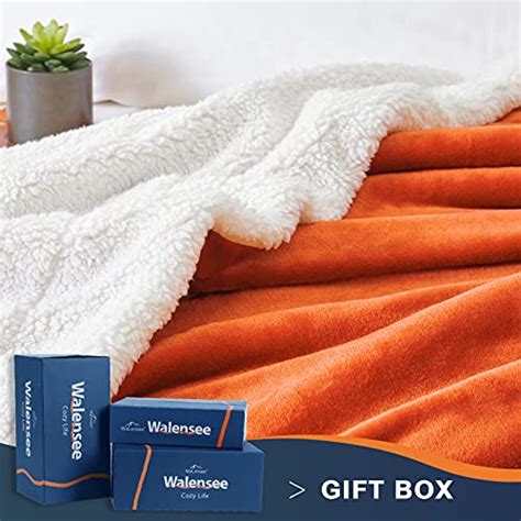 Walensee Sherpa Fleece Blanket King Size 108x90 Orange Plush Throw