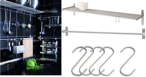 Ikea Shelf Rail Hook 31 Kitchen Organizer Set Stainless Steel Holder Grundtal Ebay