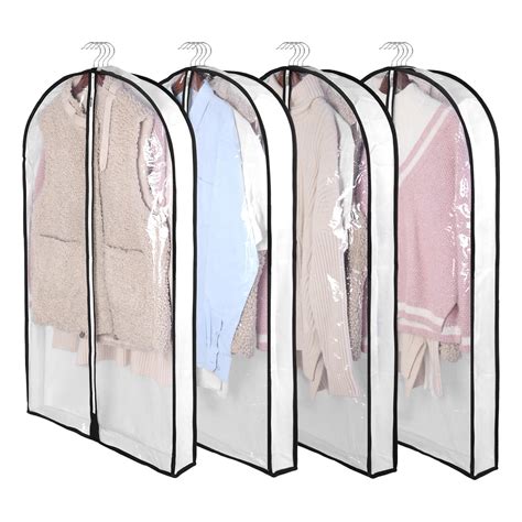 Abaima 4 Pack 40 Garment Bags Clear Plastic Suit Protectors With