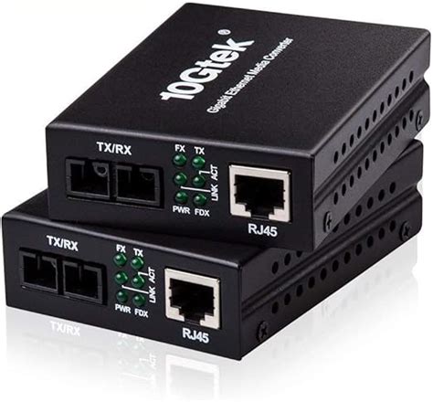 10Gtek 2 Pack Gigabit Ethernet Fiber Media Converter With A Built In