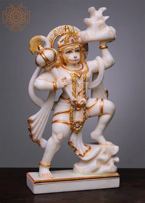 Hanuman Ji Lifting Sanjeevani Booti Mountain Handmade White