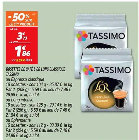 Promo Dosettes De Café L or Long Classique Tassimo chez Netto