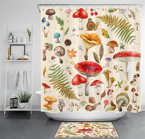 Nature Inspired Bathroom Bliss Fall Foliage Shower Curtain Set With