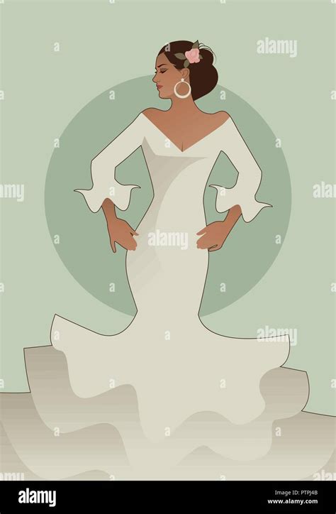 Typische Spanische Frau Flamenco Kleid Vector Illustration Stock