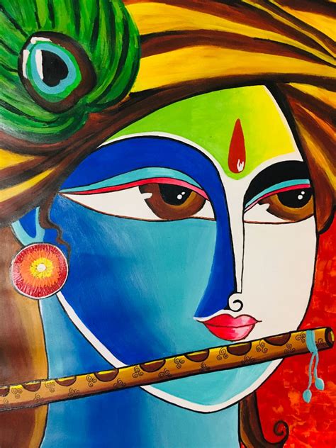 Krishna ji painting (acrylic colour) | Hand painting art, Book art ...