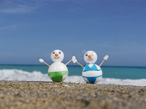 Snowman beach vacation stock photo. Image of christmas - 27826200