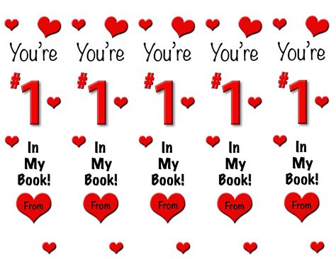 PDF You're Number 1 in My Book Love Hearts Bookmark | Etsy