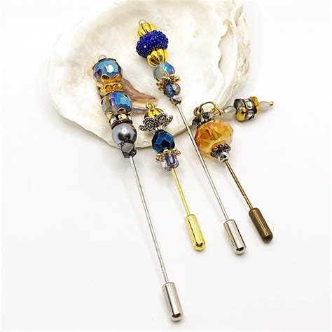 Crystal Beaded Hatpin Lapel Pin Stick Pin For Hats Scarf Etsy