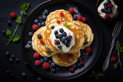 Premium Photo Cheesecakes With Sour Cream And Berries