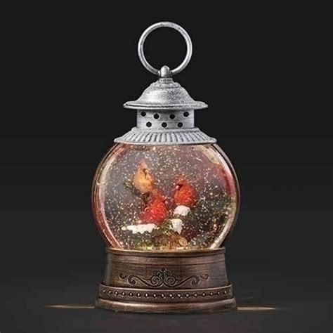 Roman 9 75 LED Lighted Cardinal Round Christmas Snow Globe Lantern