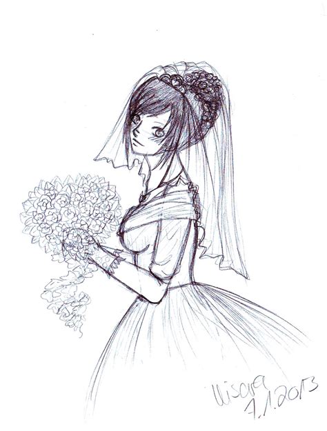 Bride Drawing Pencil Sketch Colorful Realistic Art Images Drawing