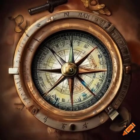 A Steampunk Compass With Studio And Immersive Written On It On Craiyon