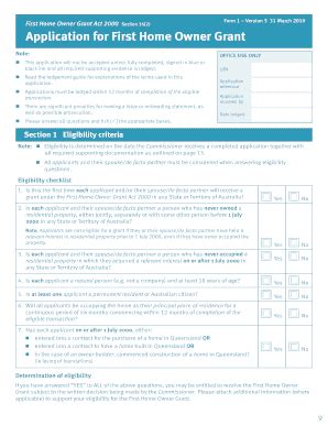 Fillable Online First Home Owner Grant Application Kitoffice Of State