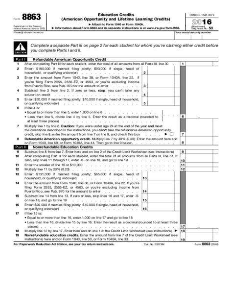 Form 8863 Fillable Pdf Printable Forms Free Online