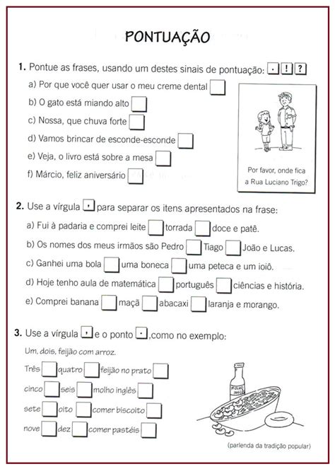Exercicio De Pontuação - Atividades sobre pontuação | Exercícios de pontuação, Sinais de ...